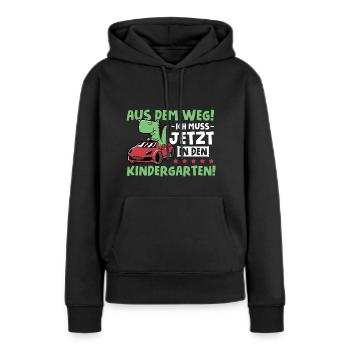 Kindergarten Ich muss jetzt in den Kindergarten - Frauen Premium Bio Hoodie - Schwarz - Vorne - Julia (174cm)