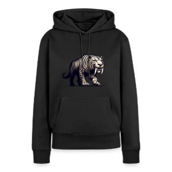 Säbelzahntiger Smilodon Eiszeit Raubtier Großkatze - Frauen Premium Bio Hoodie - Schwarz - Vorne - Julia (174cm)