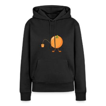 Orange pipi pisse drôle fruit jus d'orange jus - Sweat à capuche Premium bio Femme - noir - Devant - Julia (174cm)