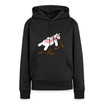 Betrunkenes Einhorn - Frauen Premium Bio Hoodie - Schwarz - Vorne - Julia (174cm)