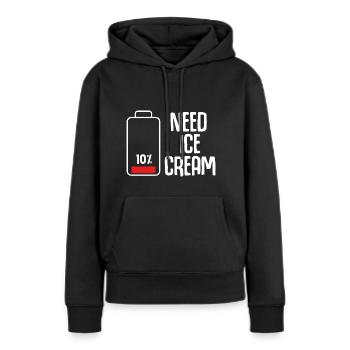 Lustiger Eisdielen Humor bei leerer Batterie - Frauen Premium Bio Hoodie - Schwarz - Vorne - Julia (174cm)