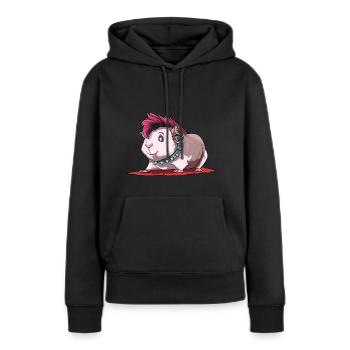 Meerschweinchen als Punker - Frauen Premium Bio Hoodie - Schwarz - Vorne - Julia (174cm)