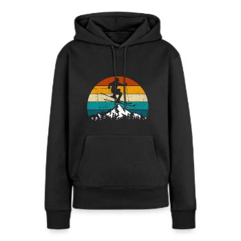 Ski, piste de ski, sports d'hiver, vacances au ski - Sweat à capuche Premium bio Femme - noir - Devant - Julia (174cm)