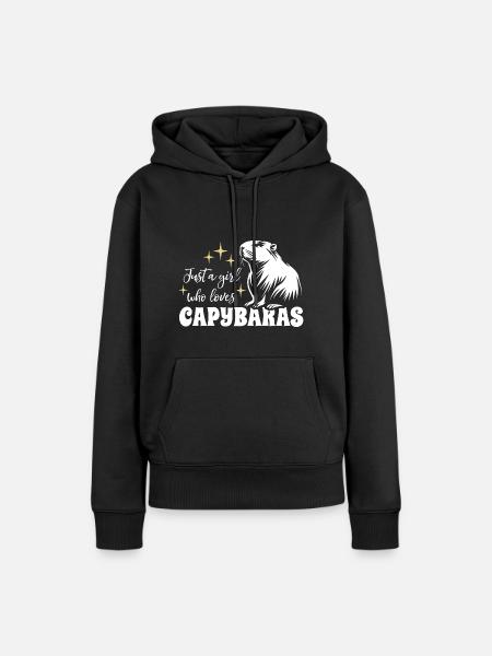 Juste une fille qui aime les capybaras - Spruch - Sweat à capuche Premium bio Femme - noir