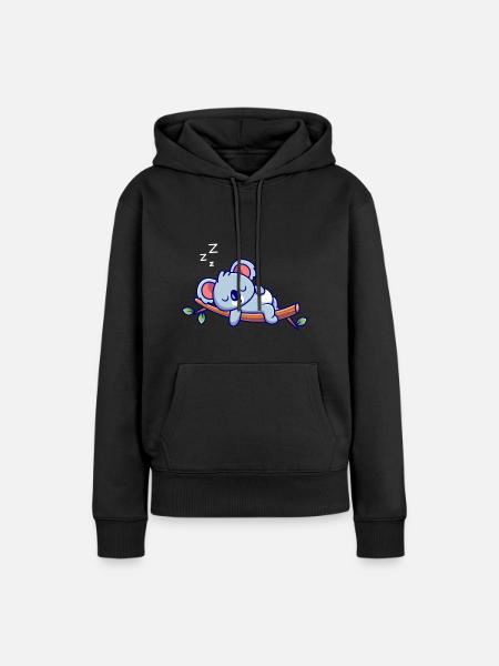 Koala Sleeping - Frauen Premium Bio Hoodie - Schwarz