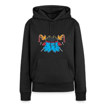 Oktopus - Frauen Premium Bio Hoodie - Schwarz - Vorne - Julia (174cm)