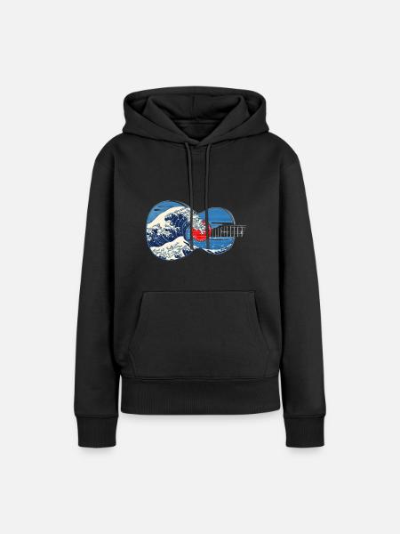 Gitarre Große Welle von Kanagawa Gitarrenspieler - Frauen Premium Bio Hoodie - Schwarz