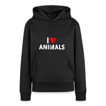 Tiere - Ich liebe Tiere - Frauen Premium Bio Hoodie - Schwarz - Vorne - Julia (174cm)