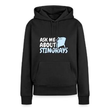 Raies pastenagues, raies manta, raies océaniques, raies - Sweat à capuche Premium bio Femme - noir - Devant - Julia (174cm)