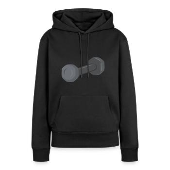 Symbole d’haltère Haltère - Sweat à capuche Premium bio Femme - noir - Devant - Julia (174cm)