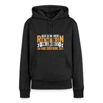 Rentnerin im Einsatz - Frauen Premium Bio Hoodie - Schwarz - Vorne - Julia (174cm)