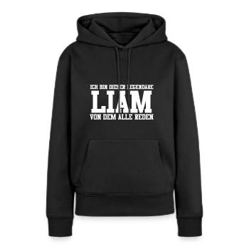 Liam Name Design - Frauen Premium Bio Hoodie - Schwarz - Vorne - Julia (174cm)