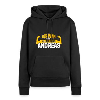 Andreas Der Mann Der Alles Kann Vorname Andreas - Frauen Premium Bio Hoodie - Schwarz - Vorne - Julia (174cm)