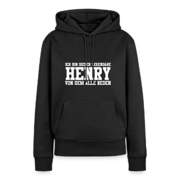 Henry Name Design - Frauen Premium Bio Hoodie - Schwarz - Vorne - Julia (174cm)