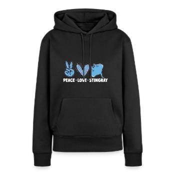 Raies pastenagues, raies manta, raies océaniques, raies - Sweat à capuche Premium bio Femme - noir - Devant - Julia (174cm)