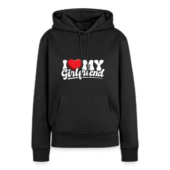 I love my Girlfriend - Frauen Premium Bio Hoodie - Schwarz - Vorne - Julia (174cm)