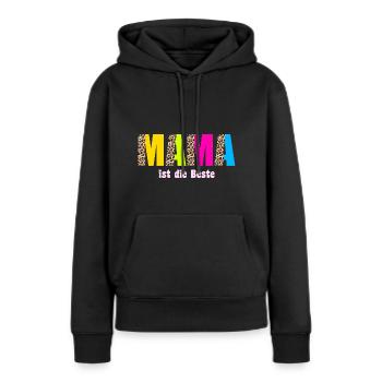 Mama ist die beste Leopard Design - Frauen Premium Bio Hoodie - Schwarz - Vorne - Julia (174cm)