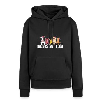 Friends not Food - Tierliebe, Tierschutz & Vegan - Frauen Premium Bio Hoodie - Schwarz - Vorne - Julia (174cm)