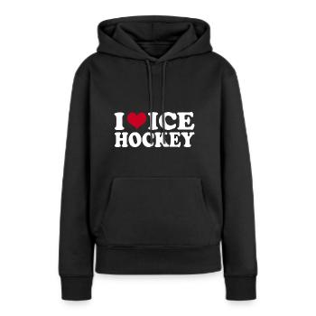 I Love Ice Hockey Eishockey - Frauen Premium Bio Hoodie - Schwarz - Vorne - Julia (174cm)