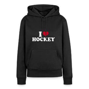I Love Hockey - Frauen Premium Bio Hoodie - Schwarz - Vorne - Julia (174cm)
