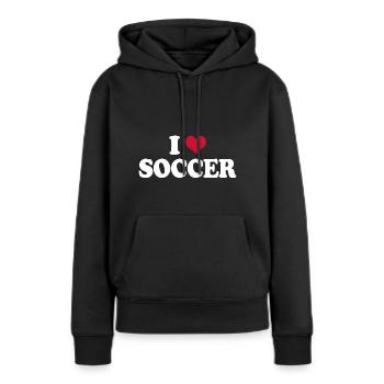 Fußball Fußballspieler I Love Soccer - Frauen Premium Bio Hoodie - Schwarz - Vorne - Julia (174cm)