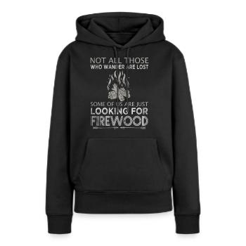 Nicht alle, die wandern, sind verloren - Frauen Premium Bio Hoodie - Schwarz - Vorne - Julia (174cm)