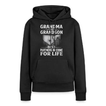 Oma und Enkel beste Partner in der Kriminalität - Frauen Premium Bio Hoodie - Schwarz - Vorne - Julia (174cm)