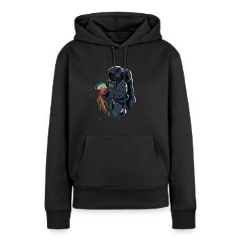 Astronaut mit Qualle - Frauen Premium Bio Hoodie - Schwarz - Vorne - Julia (174cm)