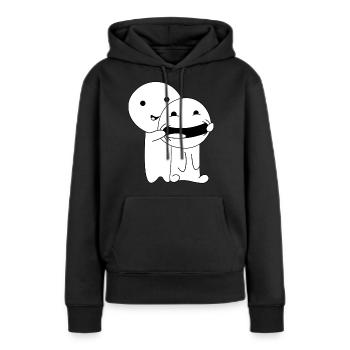 Sourire sourire amusement - Sweat à capuche Premium bio Femme - noir - Devant - Julia (174cm)