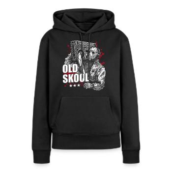 old school shirt oldschool hiphop - Frauen Premium Bio Hoodie - Schwarz - Vorne - Julia (174cm)