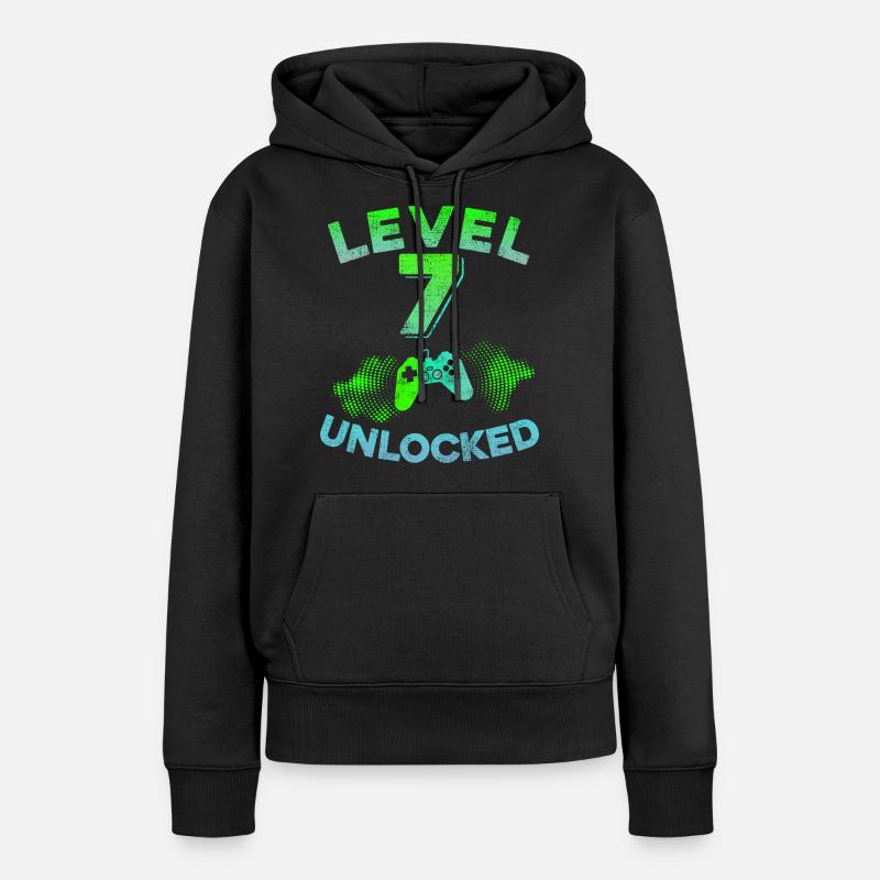 7e anniversaire de jeu 7 ans d'idée de cadeau de jeu - Sweat à capuche Premium bio Femme - noir