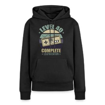 Niveau 40 - Sweat à capuche Premium bio Femme - noir - Devant - Julia (174cm)