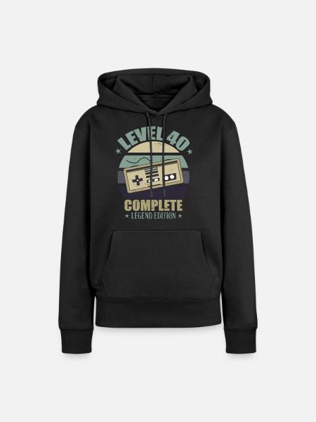 Level 40 - Frauen Premium Bio Hoodie - Schwarz
