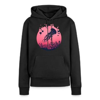 Qualle - Frauen Premium Bio Hoodie - Schwarz - Vorne - Julia (174cm)