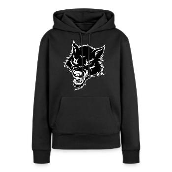 wolf - Frauen Premium Bio Hoodie - Schwarz - Vorne - Julia (174cm)