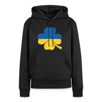 Saint-Patrick Irlande Je soutiens l’Ukraine - Sweat à capuche Premium bio Femme - noir - Devant - Julia (174cm)