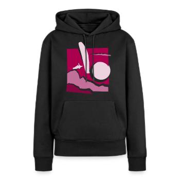 Parapente papier découpé parapente rose - Sweat à capuche Premium bio Femme - noir - Devant - Julia (174cm)