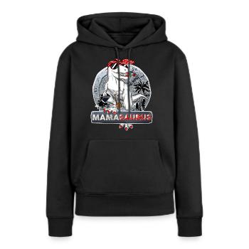 Mamasaurus Maman Dinosaure Stylé Humour Mère - Sweat à capuche Premium bio Femme - noir - Devant - Julia (174cm)