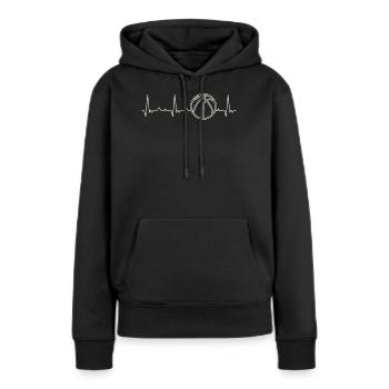Baloncesto. Corazón. Amor. Ekg. Legumbres. - Sweat à capuche Premium bio Femme - noir - Devant - Julia (174cm)
