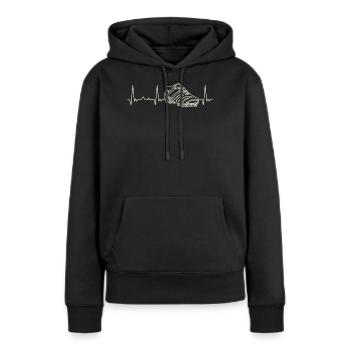 Fußballschuh. Herz. Liebe. Ekg. Impuls. Schlagen. - Frauen Premium Bio Hoodie - Schwarz - Vorne - Julia (174cm)