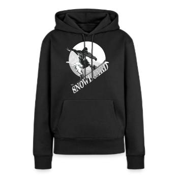 Je fais du snowboard, des sports d’hiver, des vacances d’hiver - Sweat à capuche Premium bio Femme - noir - Devant - Julia (174cm)