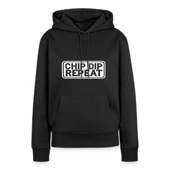 Chip Dip Repeat 10 - Frauen Premium Bio Hoodie - Schwarz - Vorne - Julia (174cm)