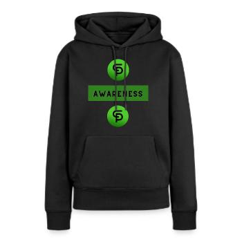 Sensibilisation au CP - Sweat à capuche Premium bio Femme - noir - Devant - Julia (174cm)