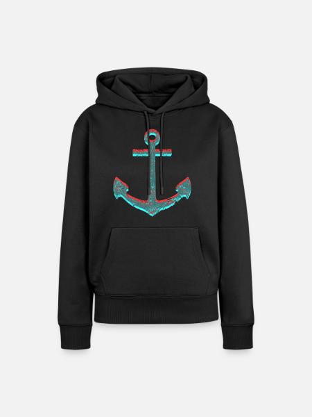 Anker / Holografie - Frauen Premium Bio Hoodie - Schwarz