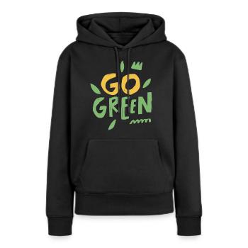go green - Women’s Premium Organic Hoodie - black - Front - Julia (174cm)