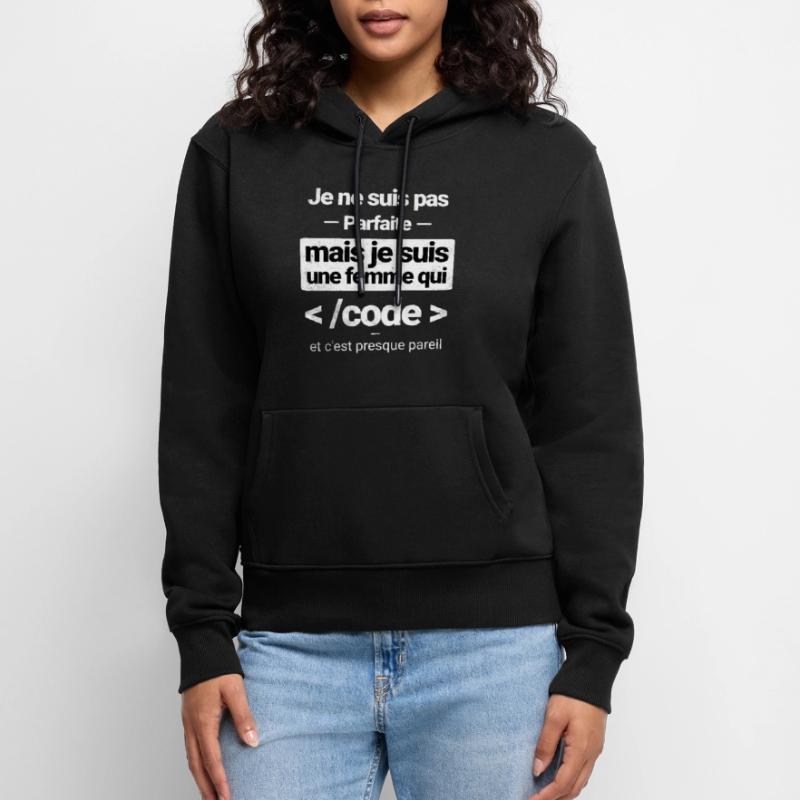 Femme qui code - Programmeur informatique Sweat à capuche Premium bio Femme