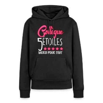 Cadeau Citation Collègue Merci Pour tout - Sweat à capuche Premium bio Femme - noir - Devant - Julia (174cm)