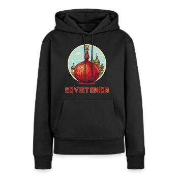 L'Oignon Sovietique - Sweat à capuche Premium bio Femme - noir - Devant - Julia (174cm)