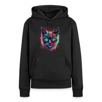 Neon Cat Portrait - Women’s Premium Organic Hoodie - black - Front - Julia (174cm)