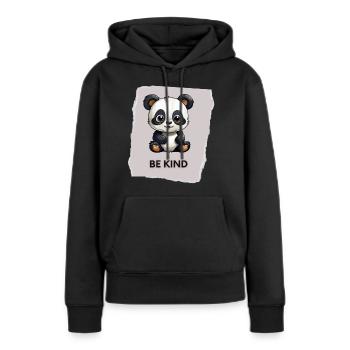 Be Kind - Sweat à capuche Premium bio Femme - noir - Devant - Julia (174cm)